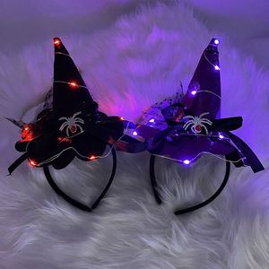 <b>Halloween</b> Party Hair Accessories Witch Hat LED Spider <b>Headband</b> Decor - Product Image 2