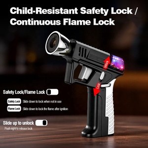 Briquet torche coupe-vent en forme de pistolet à <span class=keywords><strong>flamme</strong></span> jet, rechargeable par USB-C, au gaz butane, pour barbecue, camping <span class=keywords><strong>et</strong></span> cuisinière de cuisine - Vente en gros - Product Image 5