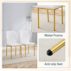 Chaise de salle à manger moderne de style ferme de luxe sans accoudoirs en métal avec dossier pour bar à domicile ou table de salle à manger - Product Image 5