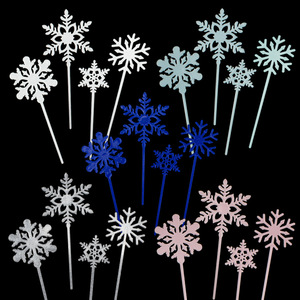 Cake Toppers Plastic Snowflake Decorations Reusable Birthday Party Cake Decorating Supplies Die Cut Round Shape - Product Image 1