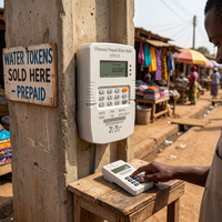 Medidor de Agua Prepago Doméstico STS de AfricaWholesales, Medidor Ultrasónico de Alta Precisión, Aplicación Móvil 4G GPRS GSM LORA LORAWAN