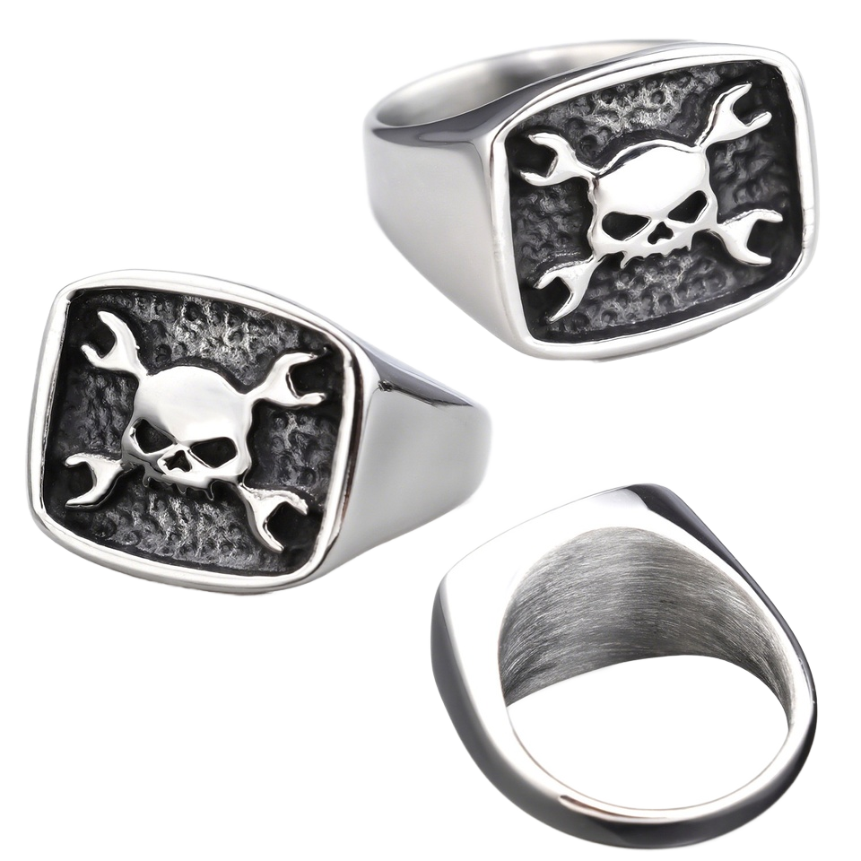 New Stainless Steel Skeleton Skull Ring for Men Punk Rock Gothic Punk Metal  Rock Biker Jewelry Accessories Wholesa| Alibaba.com, image size:960x960
