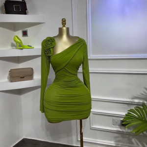 <span class=keywords><strong>Abito</strong></span> Mini Aderente con Fiori 3D in 3 Colori, <span class=keywords><strong>Maniche</strong></span> <span class=keywords><strong>Lunghe</strong></span>, Taglie S-2XL - Product Image 1