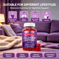 Gummies à la mélatonine en forme d'ours, d'étoile et de cœur, personnalisables, 60 unités par flacon, quantité pour 1 mois, marque privée