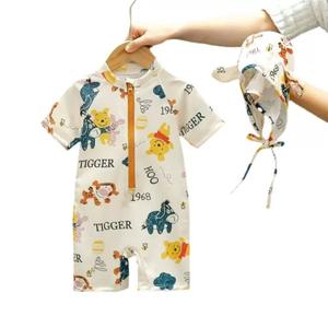 Jongens 2026 Nieuwe stijl zonwerende zwempak en badmuts, stijlvolle badkleding uit één stuk voor kinderen lente strandvakantie - Product Image 5