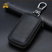 Étui universel pour clés de voiture, sac de protection pour clés avec crochet en métal et fermeture éclair, noir
