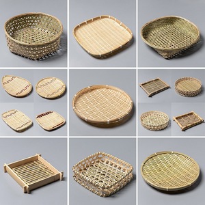 Handmade Bamboo Woven Tray Tea Storage <b>Basket</b> Multi Functional Household Commercial Use <b>Bread</b> Serving <b>Basket</b> - Product Image 1