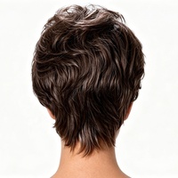 Perruque synthétique courte bouclée et volumineuse, résistante à la chaleur, sans raie, avec frange latérale dégradée, 4 couleurs, pour usage quotidien, ajustable, 1 pièce