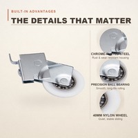 Roulette compacte pour fenêtre coulissante 6200, poulie en nylon peu encombrante avec roulement à billes pour rail de fenêtre de bâtiment de bureau