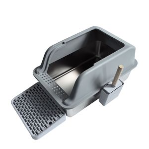 Übergroße Katzentoilette aus Edelstahl - Leicht zu reinigen, Antihaftbeschichteter Boden, Hoher Rand - Product Image 3