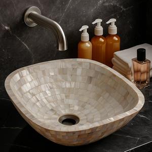 Lavabo Redondo de Nácar con Aspecto de Lujo Fácil de Limpiar, Lavabo Decorativo para Restaurante y Hogar - Product Image 2