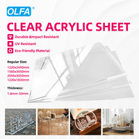 Plaque acrylique coulée transparente OLFA écologique en Perspex, 1,22 m x 2,44 m, épaisseur 2 mm-6 mm, certifiée ISO9001, surface brillante/givrée