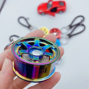 Wholesale Car Wheel Hub Shape Custom Metal Big Rim Keychain Accessories 3D Hub Metal Keyring - Product Image 4