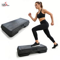 Plataforma de Step Aeróbico Ajustable en Altura, Antideslizante y Duradera de 123Sports con 2 Elevadores