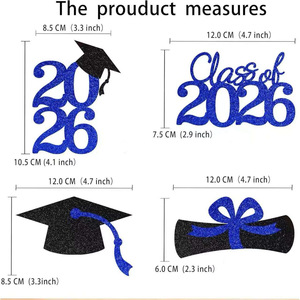 4 Pcs Décorations de Gâteau Scintillantes pour la Remise des Diplômes de la Promotion 2026 – Idéales pour les Fêtes de Fin d'Études au Lycée et à l'Université - Product Image 2