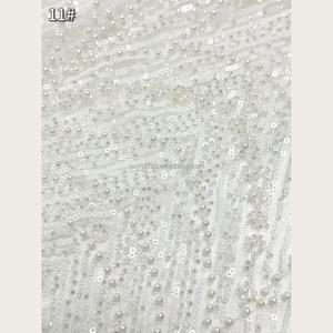 Nouveau tissu en dentelle de tulle jacquard extensible brodé avec sequins, tricoté en trame, en stock, pour robes de mariée et de demoiselles d'honneur - Product Image 6