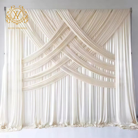Desain Panel Latar Belakang Pernikahan Polyester Cross-Stretch Kustom untuk Tirai Latar Belakang Ruang Siaran Langsung Pesta