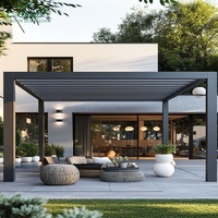 Pavillon à lames motorisées en aluminium avec capteurs météorologiques, fermeture automatique pour la protection contre la pluie et la ventilation les jours ensoleillés