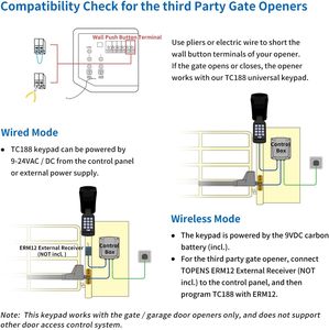 TOPENS TC188 Modernes Design Drahtlose und kabel gebundene Keyless Entry-Tastatur Wasserdicht für den Wohnungs gebrauch - Product Image 4