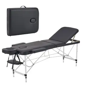 Yefeng Aluminum Massage Bed Black Portable Massage Bed -3 Folding Aluminum Eyelash Beds With Carrying Case And Facial Stand