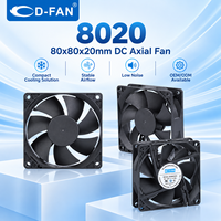 Ventilateur de refroidissement axial CC sans balais 80x80x20mm à faible bruit 12V 2 broches/4 broches 8cm 80mm 24V
