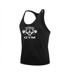 <b>Men's</b> <b>Black</b> Compression Fitness Gym Tank Top Printed O-Neck Sporty Style Breathable Polyester Sleeveless <b>Vest</b> Front Logo - Product Image 2