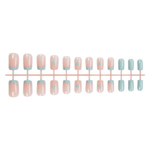 Faux ongles en ABS, style papillon bleu <span class=keywords><strong>pastel</strong></span> et diamant, mignons et frais, thème crème glacée estivale, à prix bas, vente en gros - Product Image 4