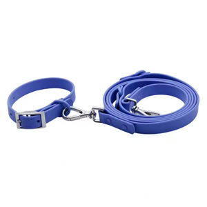 Ensemble de collier de chien de luxe personnalisé couleur unie PVC sangle néoprène laisse pour animaux de compagnie boucle Rivet décoration confortable extérieur - Product Image 5