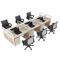 Office Cubicle Workstation Work Computer Desk Modern Wooden Employee Seat Partition Station Table Furniture Set with Storage