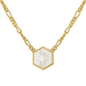 젬넬 최신 925 실버 주얼리 맞춤 각인 자개 나침반 엠블럼 피가로 체인 목걸이 - Product Image 1