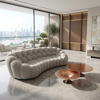 Grand canapé en tissu pour salon, mobilier de maison incurvé, luxe léger, design créatif et original, pouf de villa, canapé français haut de gamme