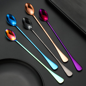 ช้อนน้ำแข็งด้ามยาวสแตนเลส 24 ซม. ช้อนคนค็อกเทลแบบใช้ซ้ำได้ เครื่องมือผสมเครื่องดื่ม สีพื้น - Product Image 2