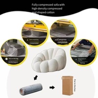 Modernes Ausziehbares Flanell-Sofa mit Schlaffunktion und Quadratischen Sesseln für Apartments & Hotels