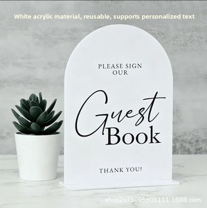 FUNMOOD BAI-1 Beyaz Akrilik Düğün Tabelası Modern Tören Misafir Defteri Sergileme Plakası Yeniden Kullanılabilir Özelleştirilebilir Metinli Resepsiyon Masası - Product Image 2