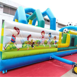 Giant <b>inflatable</b> football obstacle course parcours d'obstacles gonflable commercial kids bounce <b>house</b> and slide combo bouncer - Product Image 4
