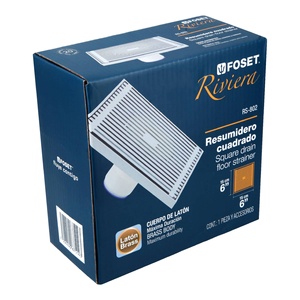 Foset RS-802 ottone scarico quadrato 6x6 '304 filtro in acciaio inox per pavimenti bagno e Hotel - Product Image 1