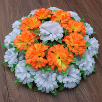 Sympathie soies cimetière PE Arrangement forme ronde service commémoratif cérémonie funéraire rituel fleurs artificielles couronne pour tombe