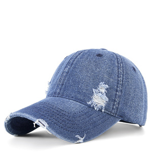 Atacado <span class=keywords><strong>Plain</strong></span> Denim Angustiado Denim Hat Com Cap Brim Curvo Pode Fazer Com Logotipo Bordado Personalizado Baixo MOQ e Entrega Rápida - Product Image 2