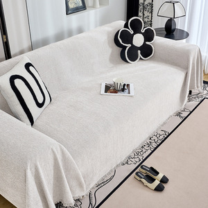 Écharpe décorative de luxe silencieuse, unie, écologique, beige, en chenille gaufrée, réversible, lavable en machine, antidérapante, pour la maison (vente en gros) - Product Image 3