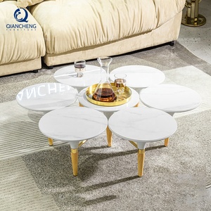 Guangdong muebles de gama alta mesa de centro blanca con 201 # cepillado champán oro Acero inoxidable madera de Fresno alto brillo <span class=keywords><strong>LAC</strong></span> - Product Image 2