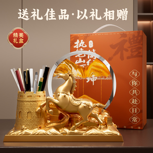 Porte-stylo décoratif en sable doré en forme de cheval, ornement de bureau Grande Muraille, idéal pour le bureau, le salon, ou comme cadeau de pendaison de crémaillère - Product Image 4