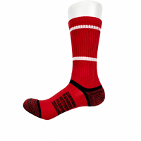 Chaussettes de sport en polyester rouge, respirantes, pour hommes et femmes, pour la course à pied, le football, le basketball, l'entraînement, jacquard, athlétiques