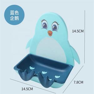 Jabonera de pingüino con ventosa, montaje en pared, bonita, con drenaje, sin perforaciones, para inodoro - Product Image 4