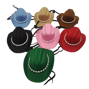 Sombreros de Vaquero de Imitación de Perlas de Lujo Sólidos al por Mayor D01 para Perros, Accesorios Decorativos Occidentales Ajustables - Product Image 1