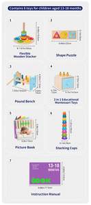 Montessori oyuncaklar ahşap iplik davul oyuncak bebek erken eğitim için 1 ila 3-Year-0ld erkek kız tulumları - Product Image 5