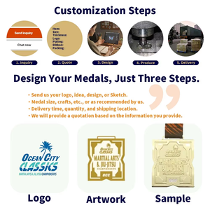 Medallas y Trofeos Deportivos Personalizados al por Mayor de Fábrica, de Aleación de Zinc, Dorados, para Balonmano, Voleibol y Bádminton - Product Image 3