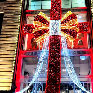 Large Light Up Christmas <b>Bows</b> Bring Gift Wrapped Holiday Character to Shopping Centers Hotels and Public Plazas - Product Image 1