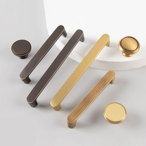 Home Kitchen Minimalist Brushed Golden Solid Brass Handle Cabinet Furniture Hardware Cabinets Drawers Cabinet <strong>Doors</strong> Pull Handle - Product Image 3