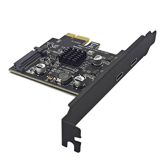USB3.2 GEN2 Expansion Card for Desktop Dual Type-C Ports Adapter with 10Gbps Transfer Rate Used with ASM3142 by ASMedia