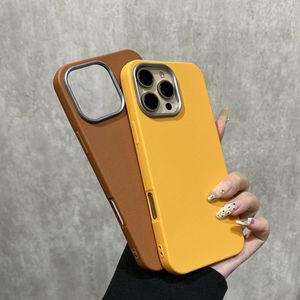 เคสโทรศัพท์หนัง PU เกรดพรีเมียมหลากสีสัน ผิวเรียบหรู พร้อมกรอบกล้องเคลือบไฟฟ้า สำหรับ <span class=keywords><strong>iPhone</strong></span> 16 15 <span class=keywords><strong>Plus</strong></span> Pro Max - Product Image 3